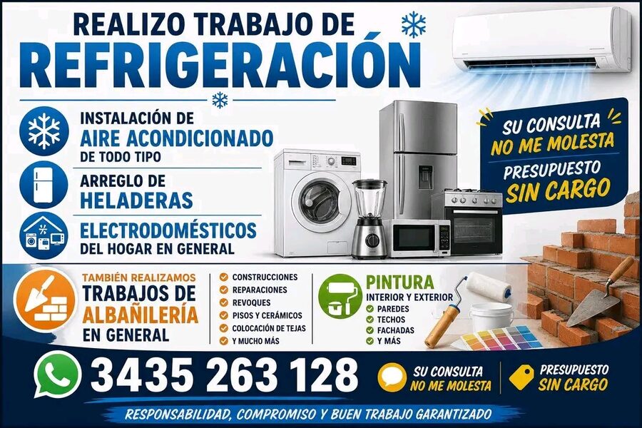 Trabajos de refrigeración y albañilería gral.
