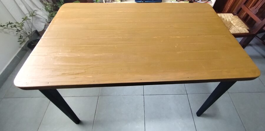 Mesa de campo antigua restaurada (Con cajón)