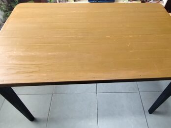 Mesa de campo antigua restaurada (Con cajón)