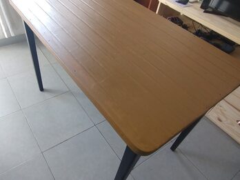 Mesa de campo antigua restaurada (Con cajón)