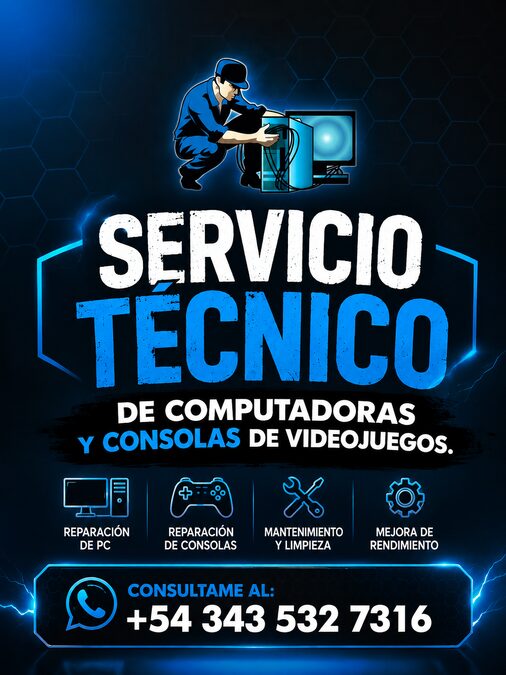 Servicio técnico de Computadoras y consolas d e videojuegos PS3 Y PS4. TÉCNICO MATRICULADO