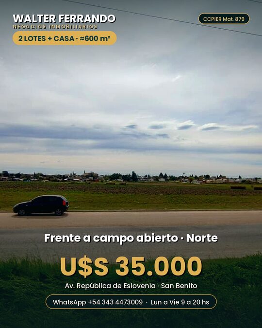 Dos lotes sobre Avenida. Exelente Valor