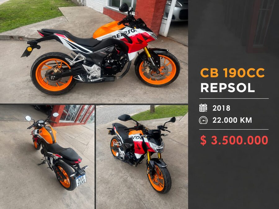 Honda cb190 repsol  2018 22.000km. Vendo o permuto mayor-menor