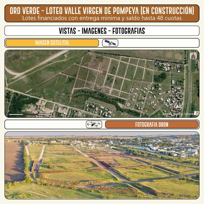 LOTES EN VENTA en Oro Verde: Valles Virgen de Pompeya con FINANCIACIÓN en PESOS o DÓLARES