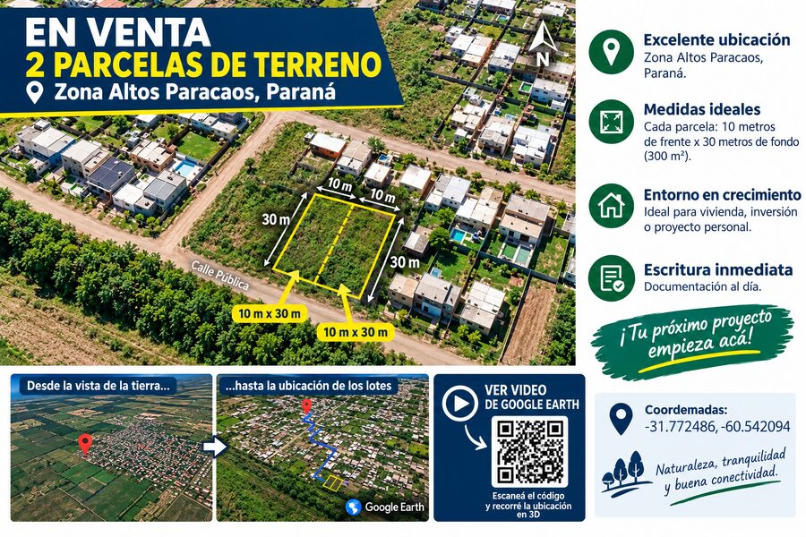 Lotes 10 x 30 (2 unidades) en Av. Ejercito 4200