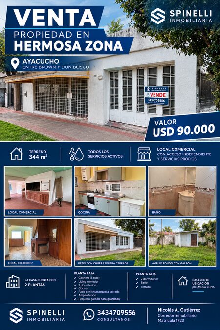 Vendemos Casa en calle Ayacucho