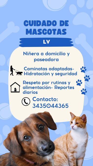LV Cuidado de Mascotas-Niñera de mascotas a domicilio y paseadora canina