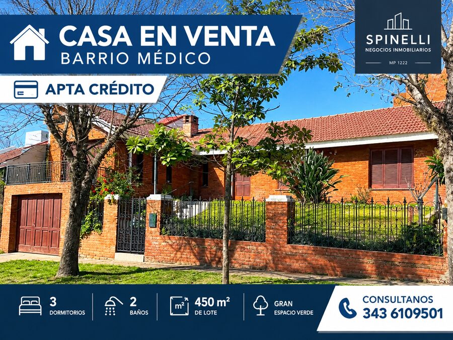 CASA 3 DORMITORIOS + GRAN PATIO | BARRIO MÉDICO | APTA CRÉDITO