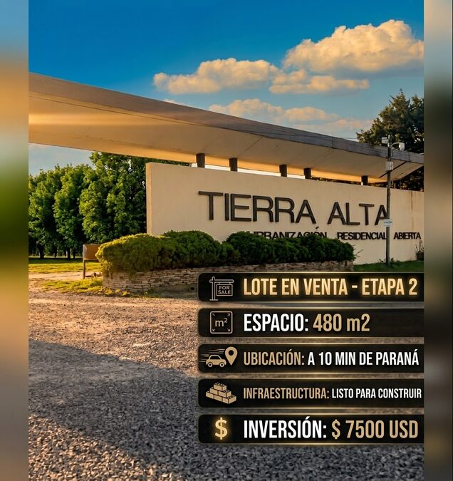 Lote en tierra alta etapa II (esquina frente a la plaza)