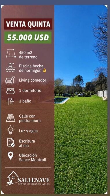 VENDO HERMOSA QUINTA - SAUCE MONTRULL