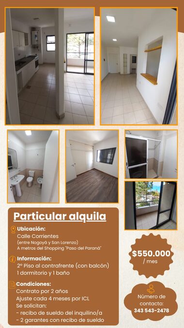 Se alquila dpto 1.dormitorio
