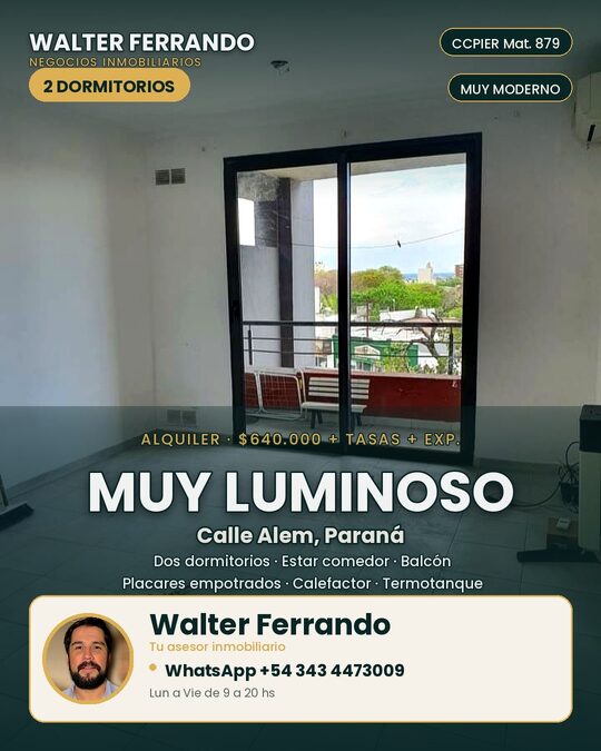 DPTO DOS DORMITORIOS CALLE ALEM