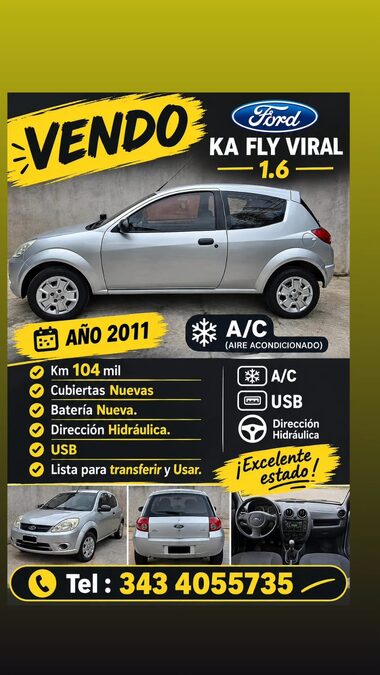 Vendo Ford Ka Fli Viral 1.6 Año 2011