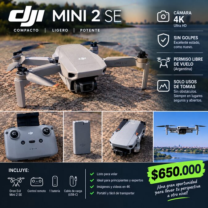 Dron DJI Mini 2 SE — Cámara 4K Ultra HD — ¡Excelente estado!