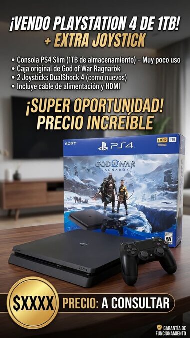 Vendo Play Station 4 1TB Ed. God of War c/2 Joystick