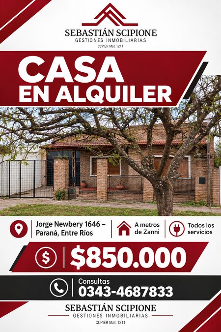 CASA ALQUILER JORGE NEWBERY PARANA