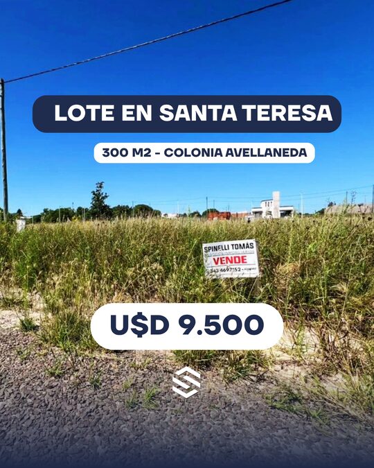 LOTE EN SANTA TERESA - COLONIA AVELLANEDA