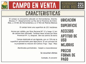 CAMPO AGRÍCOLA en Venta en Hernandarias (221 HA): 76% APROVECHABLE y Suelos MOLISOLES 🚜🌾