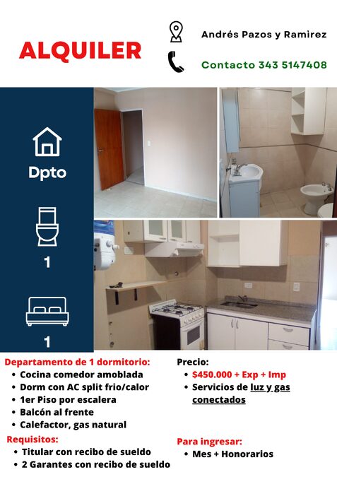 Alquiler Dpto 1 Dorm