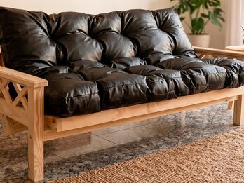 Vendo Futon ecocuero negro - impecable