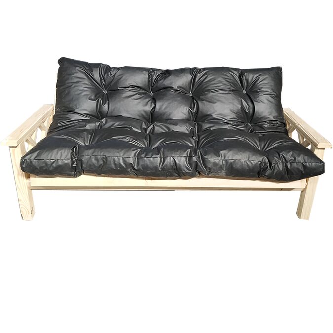 Vendo Futon ecocuero negro - impecable