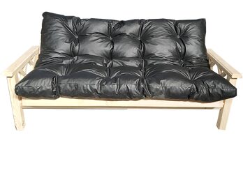 Vendo Futon ecocuero negro - impecable