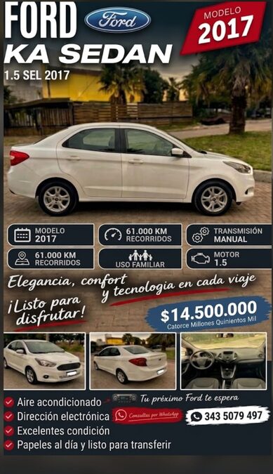Ford Ka+ SEL 2017 61000 km