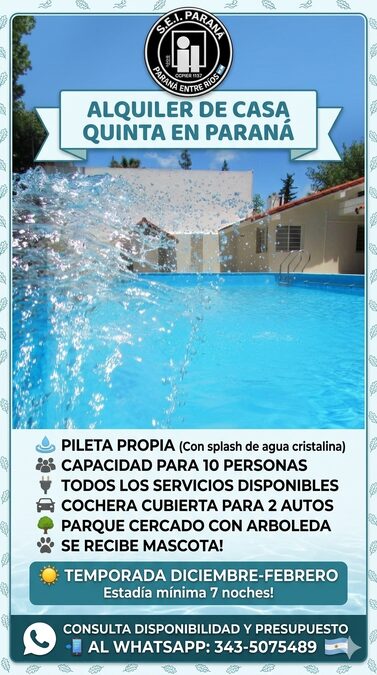 ALQUILO QUINTA CON PILETA, HASTA 10 PERSONAS, CONSULTAR DISPONIBILIDAD...