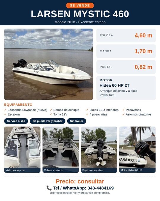 Vendo Lancha Larsen Mystic 460