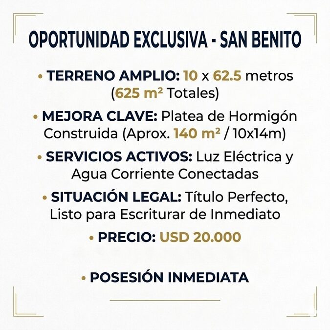 Gran terreno en venta  en San Benito