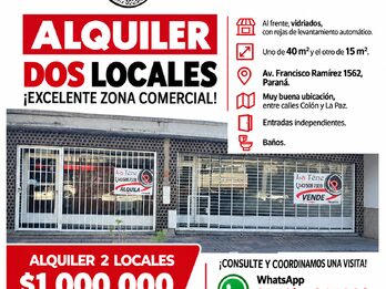 ALQUILER | 2 LOCALES COMERCIALES, PARANÁ