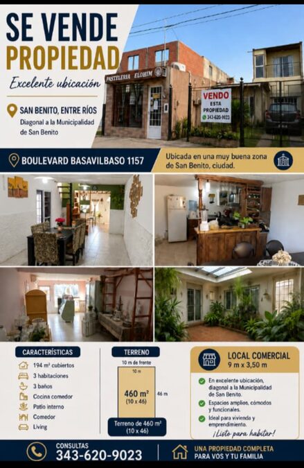 Casa 3 dormitorios + local comercial