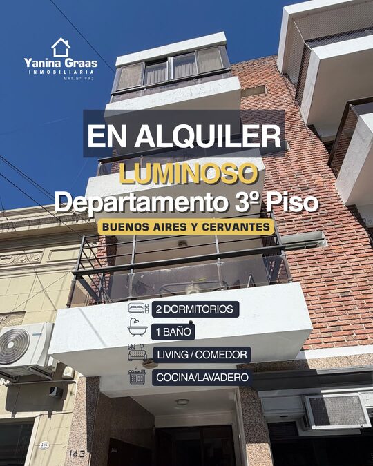 ALQUILO Cervantes y  Buenos Aires Dpto 2 Dormitorios -