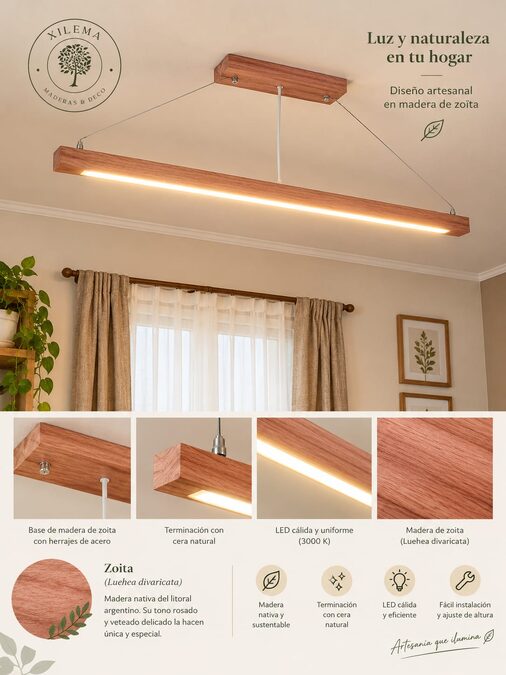 Lámpara colgante de madera