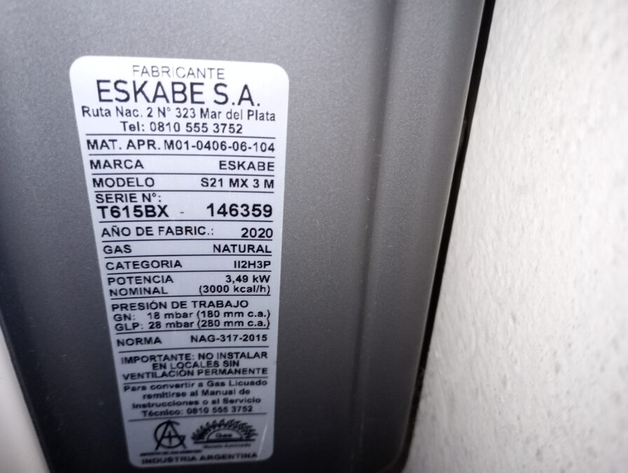 Calefactor Eskabe de 3000, sin salida.