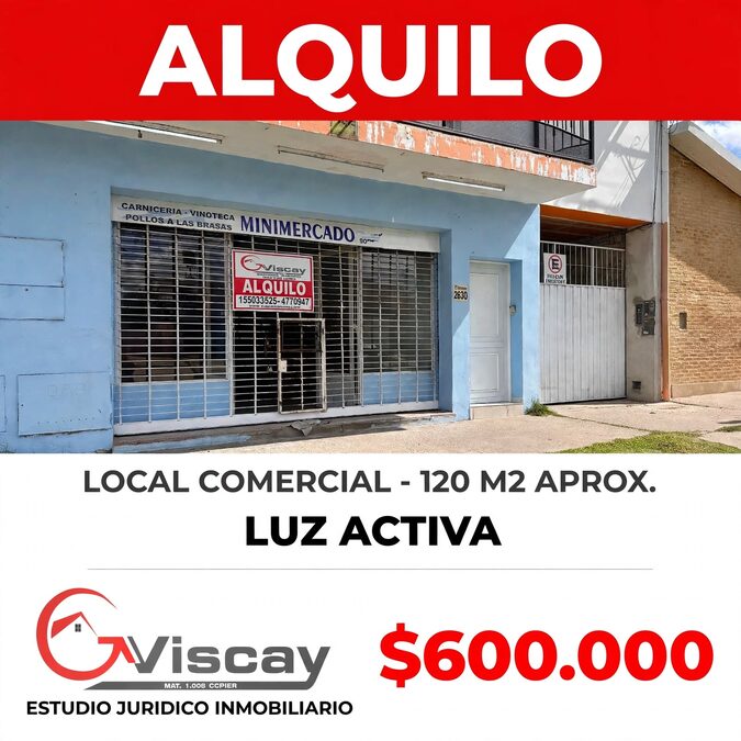 ✅ALQUILO LOCAL COMERCIAL $600.000🔥