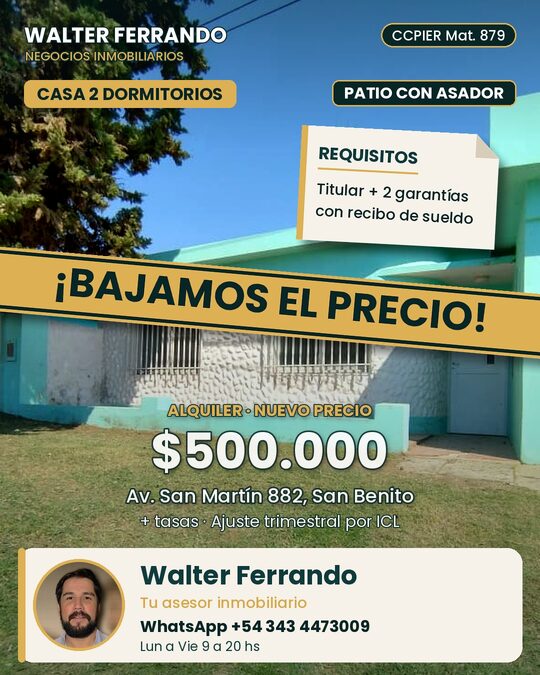 CASA DOS HABITACIONES AVENIDA SAN MARTIN