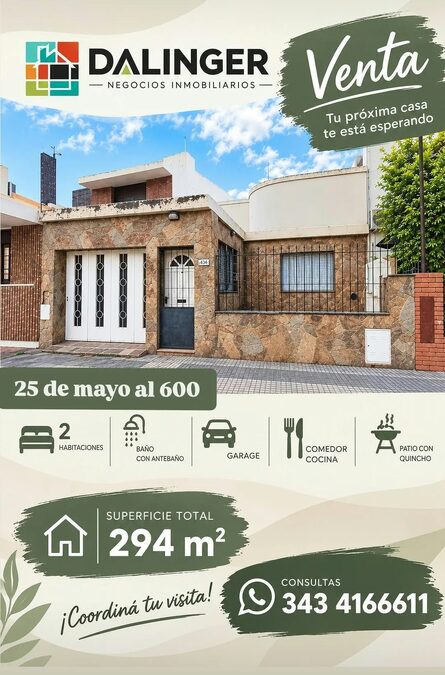 VENTA CASA CENTRICA CALLE 25 DE MAYO AL 600