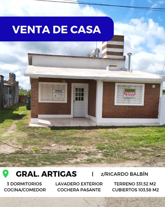 🏡 VENTA de CASA - GRAL. GERVASIO ARTIGAS, PARANÁ 🌳