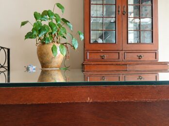 🪵 Juego de Comedor Estilo Inglés en Algarrobo Macizo – Mesa, 6 Sillas y Cristalero
