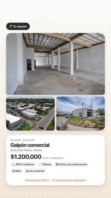 GALPÓN A ESTRENAR EN GDOR. PARERA & HÉCTOR COSTA—-EN ALQUILER