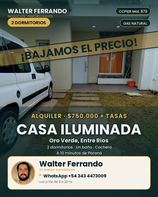 ALQUILER DOS DORMITORIOS COCHERA GAS NATURAL