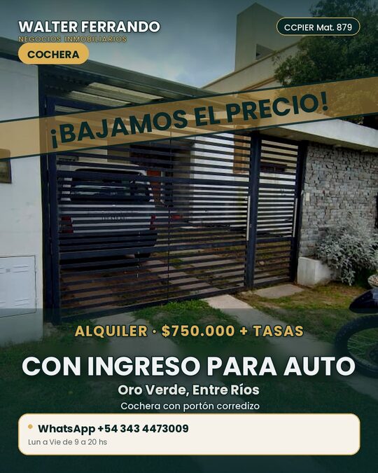 ALQUILER DOS DORMITORIOS COCHERA GAS NATURAL